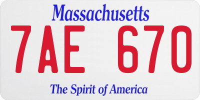 MA license plate 7AE670