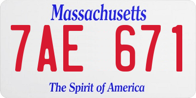 MA license plate 7AE671