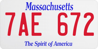 MA license plate 7AE672