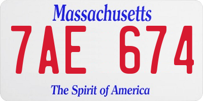 MA license plate 7AE674