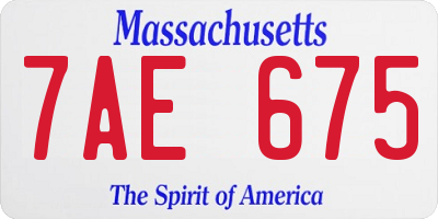MA license plate 7AE675