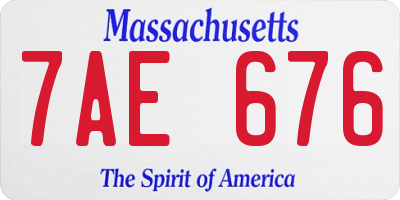 MA license plate 7AE676