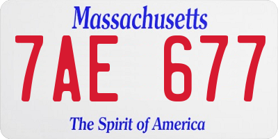 MA license plate 7AE677