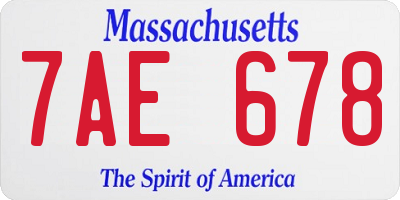 MA license plate 7AE678