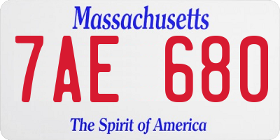 MA license plate 7AE680