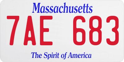 MA license plate 7AE683