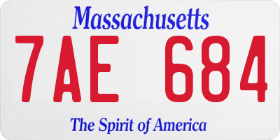 MA license plate 7AE684