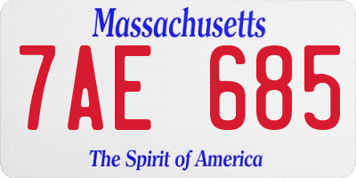 MA license plate 7AE685