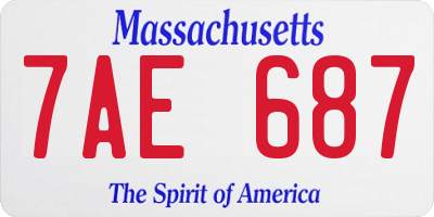 MA license plate 7AE687