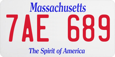 MA license plate 7AE689