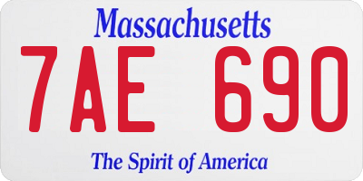 MA license plate 7AE690