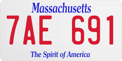 MA license plate 7AE691