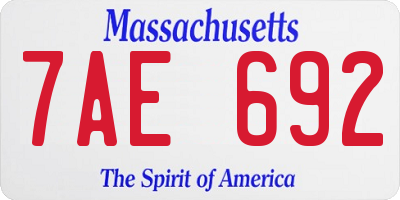MA license plate 7AE692