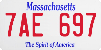 MA license plate 7AE697