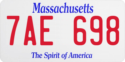 MA license plate 7AE698