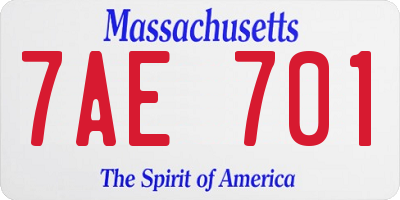 MA license plate 7AE701