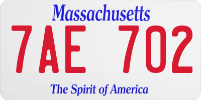 MA license plate 7AE702