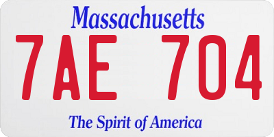 MA license plate 7AE704