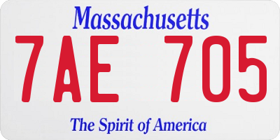 MA license plate 7AE705