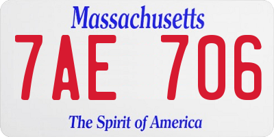 MA license plate 7AE706