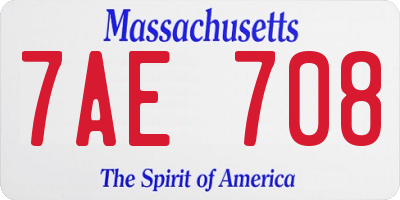 MA license plate 7AE708
