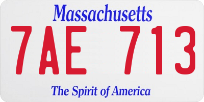 MA license plate 7AE713