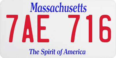 MA license plate 7AE716