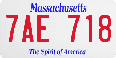 MA license plate 7AE718