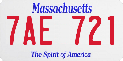 MA license plate 7AE721