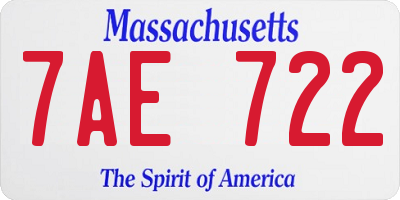 MA license plate 7AE722