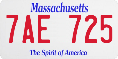 MA license plate 7AE725