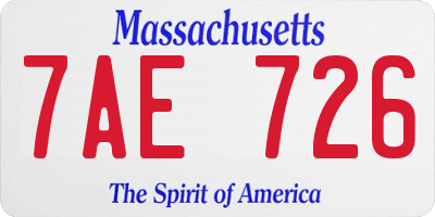 MA license plate 7AE726