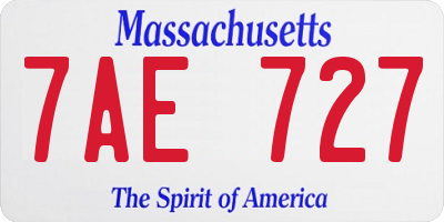 MA license plate 7AE727