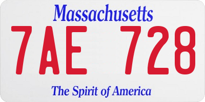 MA license plate 7AE728
