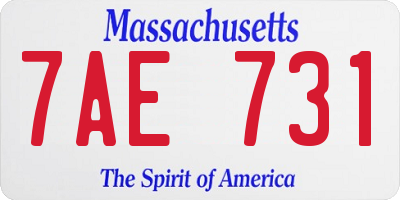 MA license plate 7AE731
