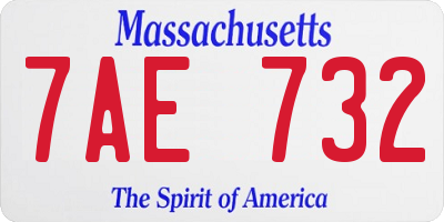 MA license plate 7AE732