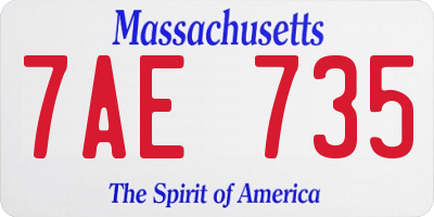 MA license plate 7AE735