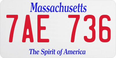 MA license plate 7AE736