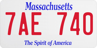 MA license plate 7AE740