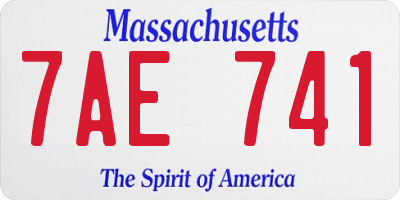 MA license plate 7AE741