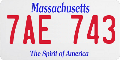 MA license plate 7AE743