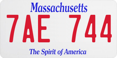 MA license plate 7AE744