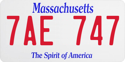 MA license plate 7AE747