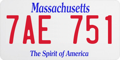 MA license plate 7AE751