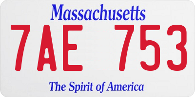 MA license plate 7AE753