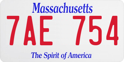 MA license plate 7AE754