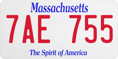 MA license plate 7AE755
