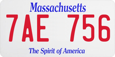 MA license plate 7AE756