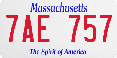 MA license plate 7AE757