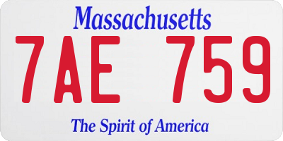 MA license plate 7AE759